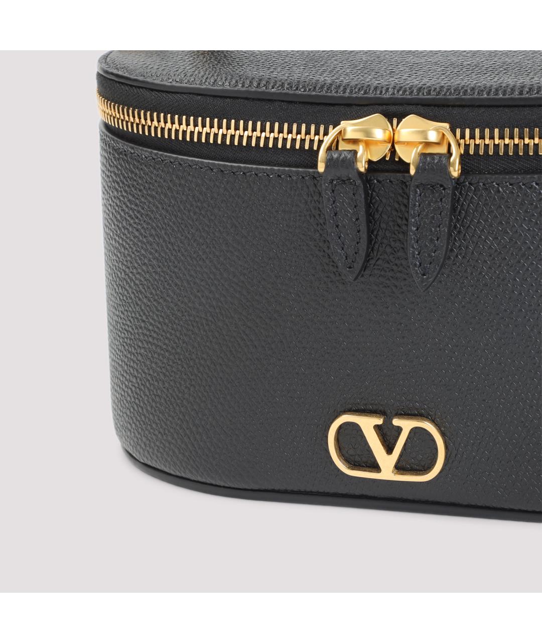 VALENTINO Черная кожаная сумка с короткими ручками, фото 3