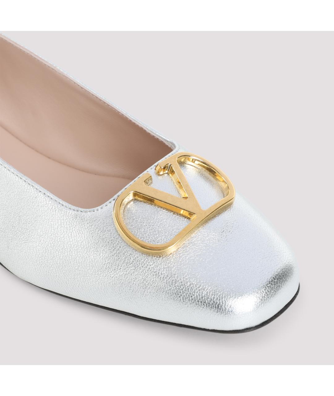 VALENTINO Серебряные кожаные балетки, фото 4