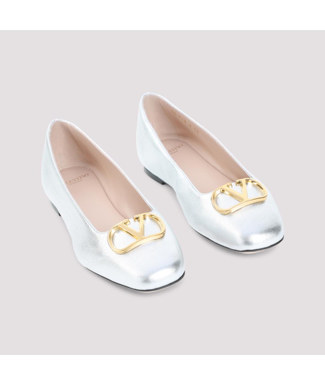 VALENTINO Серебряные кожаные балетки, фото 3