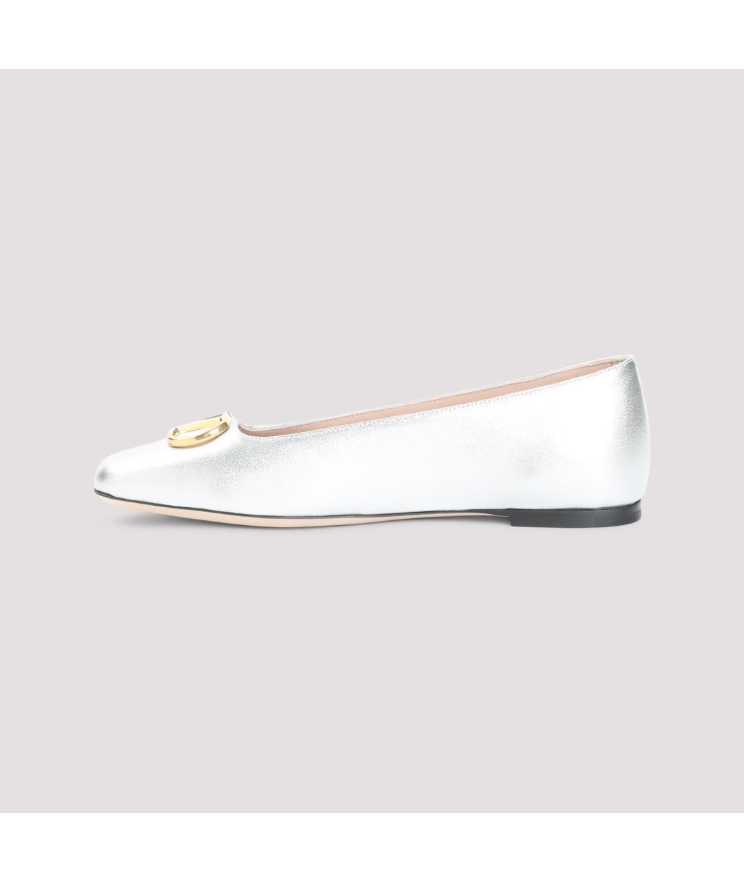 VALENTINO Серебряные кожаные балетки, фото 2