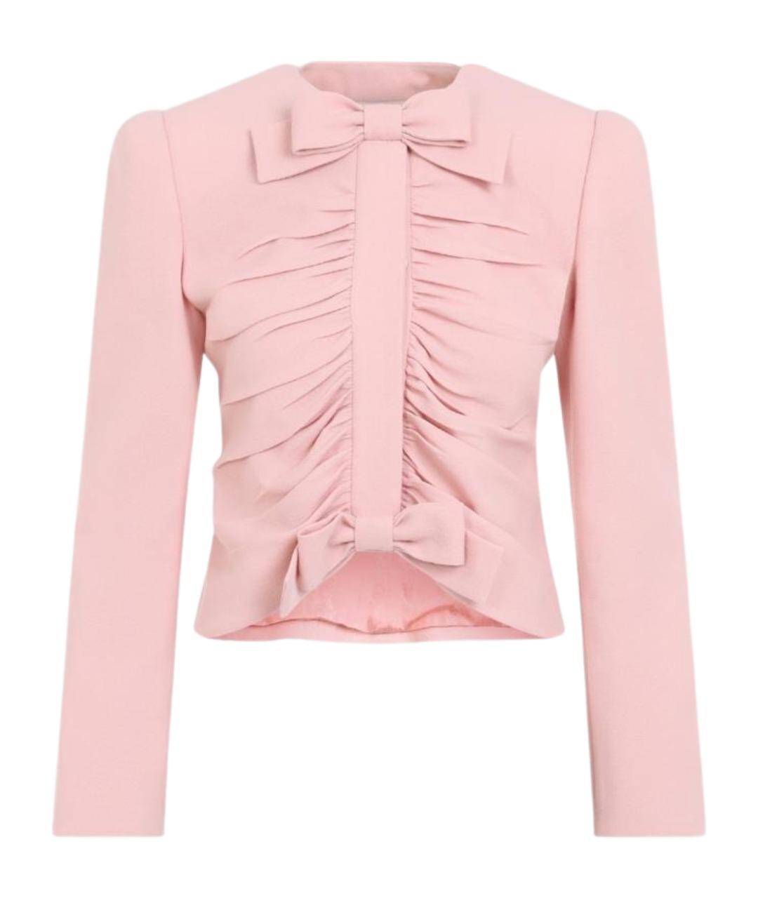 VALENTINO Розовый шерстяной жакет/пиджак, фото 1