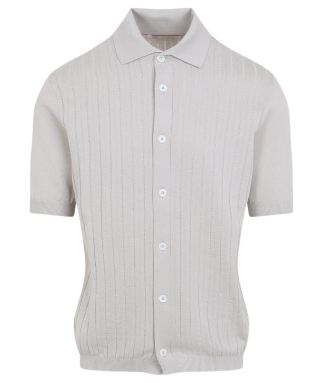BRUNELLO CUCINELLI Серое хлопковое поло с коротким рукавом, фото 1