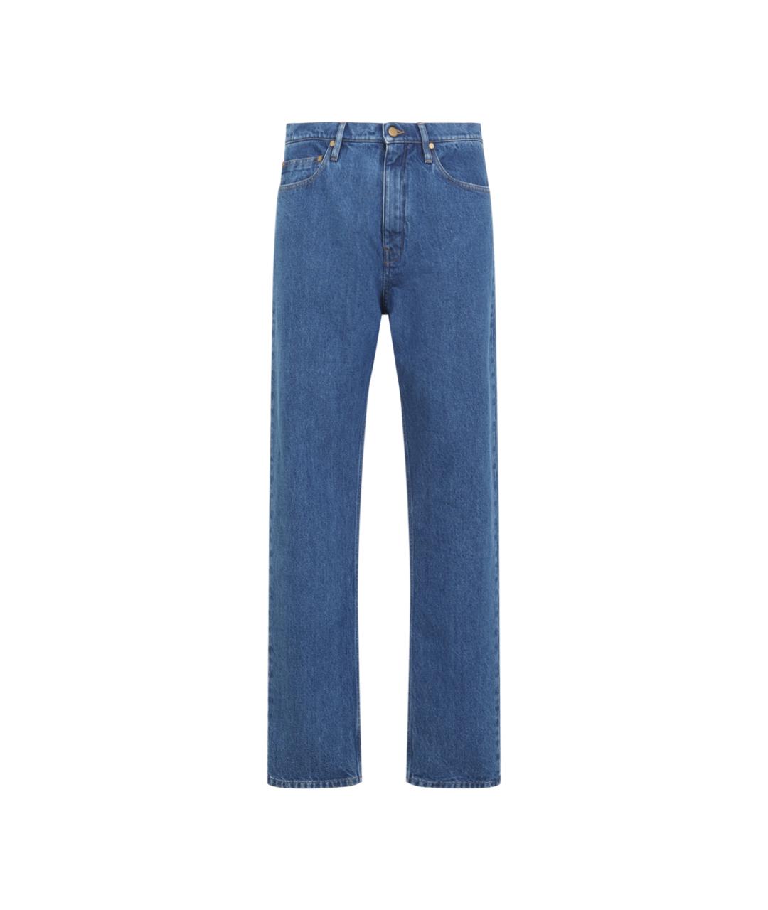 JIL SANDER Синие хлопковые прямые джинсы, фото 1