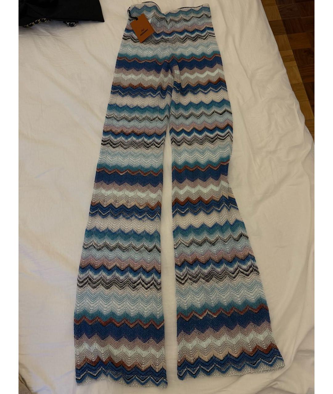 MISSONI Бирюзовые вискозные прямые брюки, фото 2