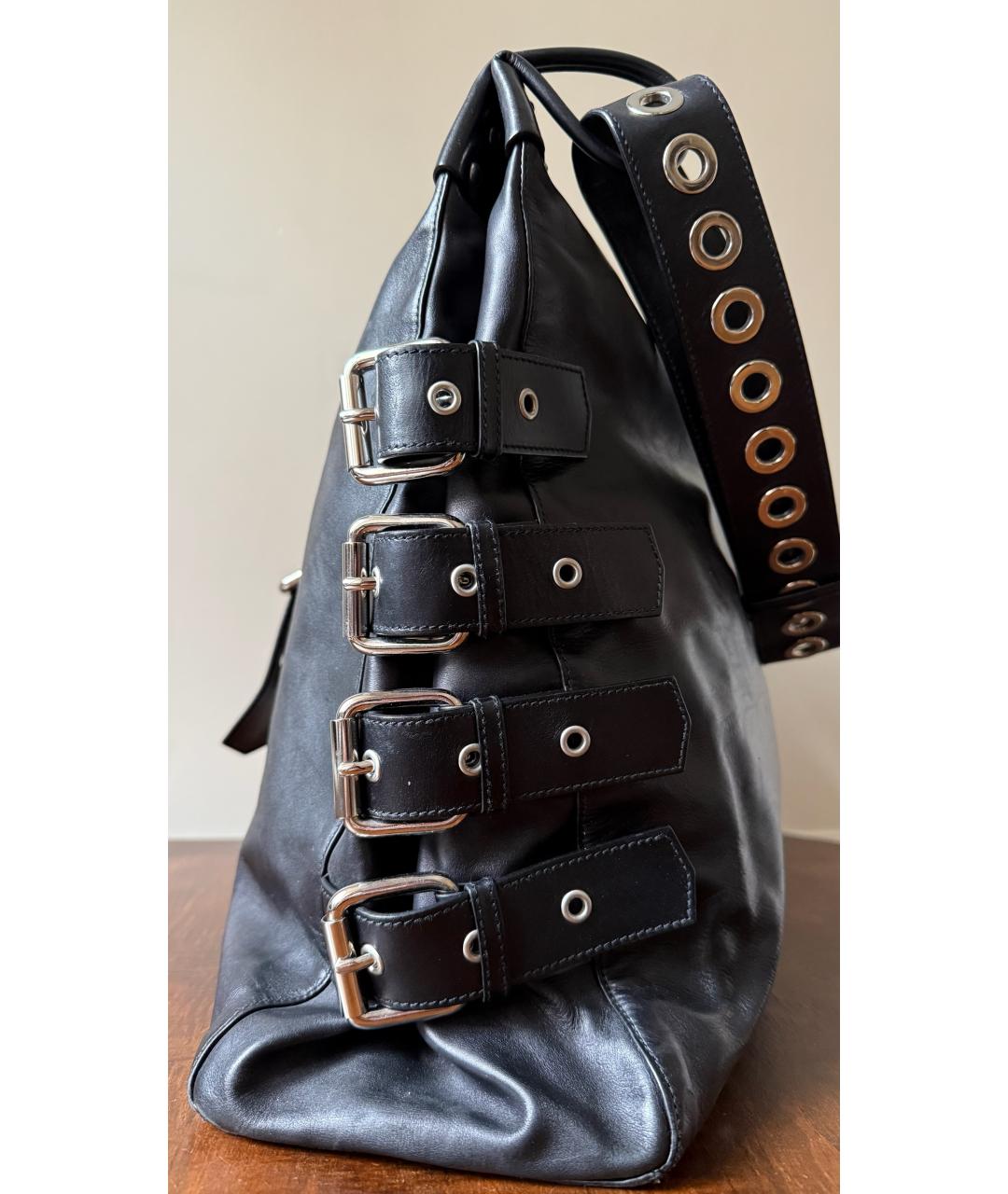 DOLCE&GABBANA Черная кожаная сумка тоут, фото 3