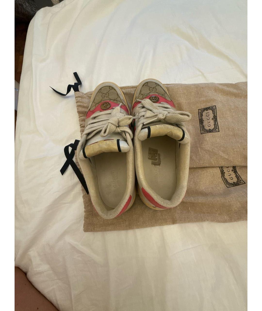 GUCCI Розовые кожаные кеды, фото 3