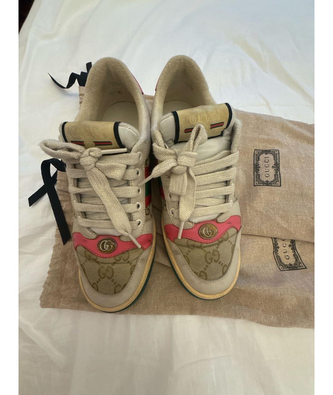 GUCCI Розовые кожаные кеды, фото 2