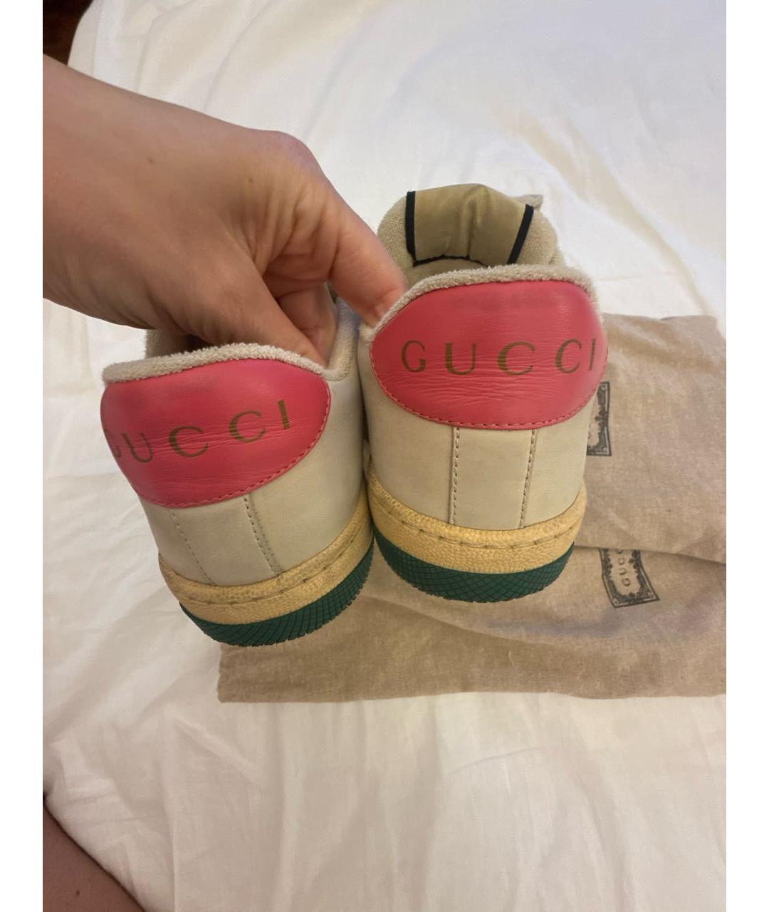GUCCI Розовые кожаные кеды, фото 4