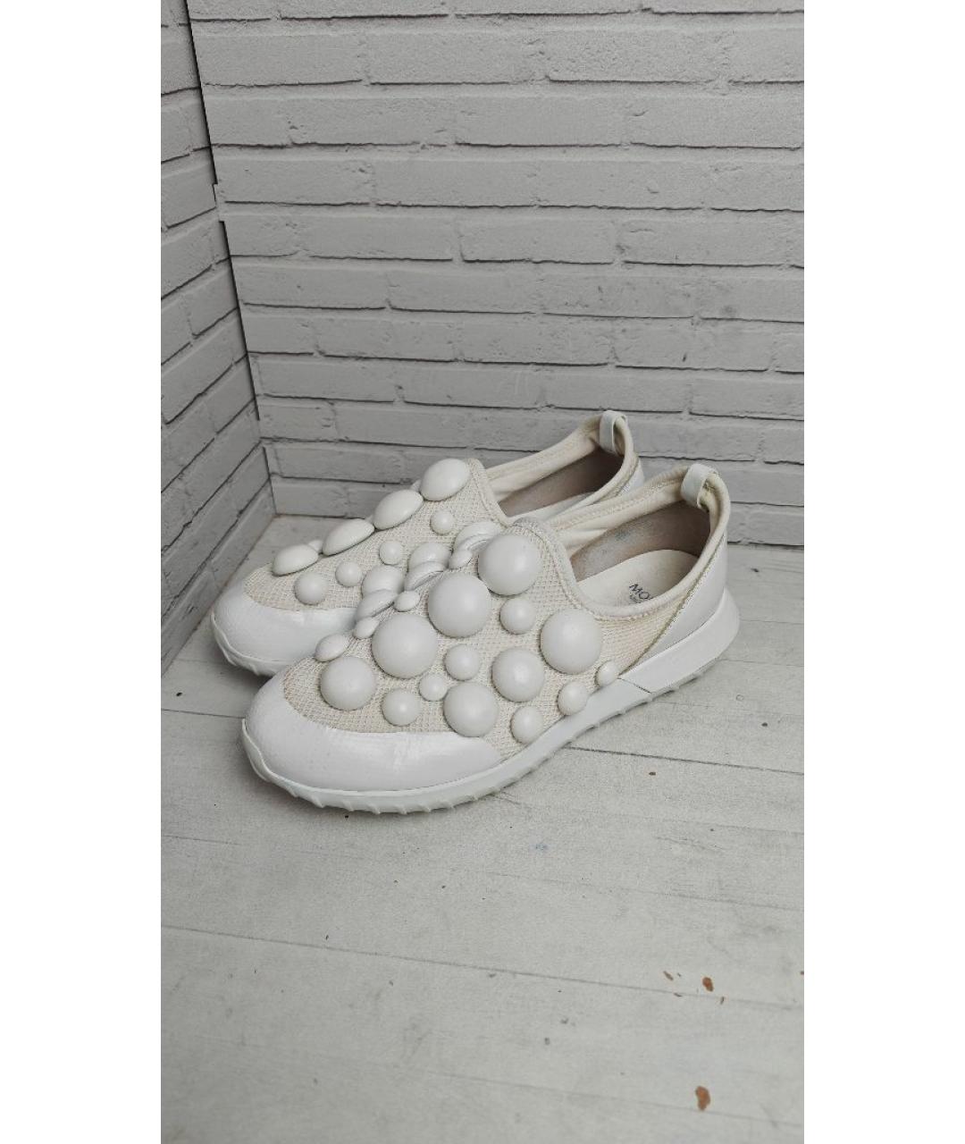 MONCLER Белые текстильные кеды, фото 5