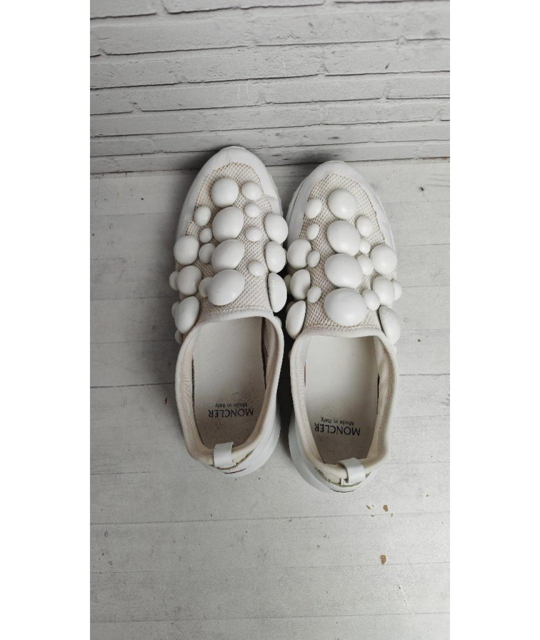 MONCLER Белые текстильные кеды, фото 3