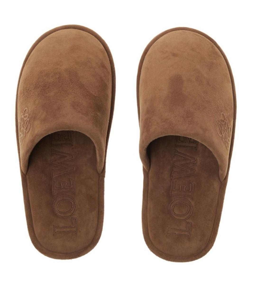 LOEWE Коричневые замшевые шлепанцы, фото 3