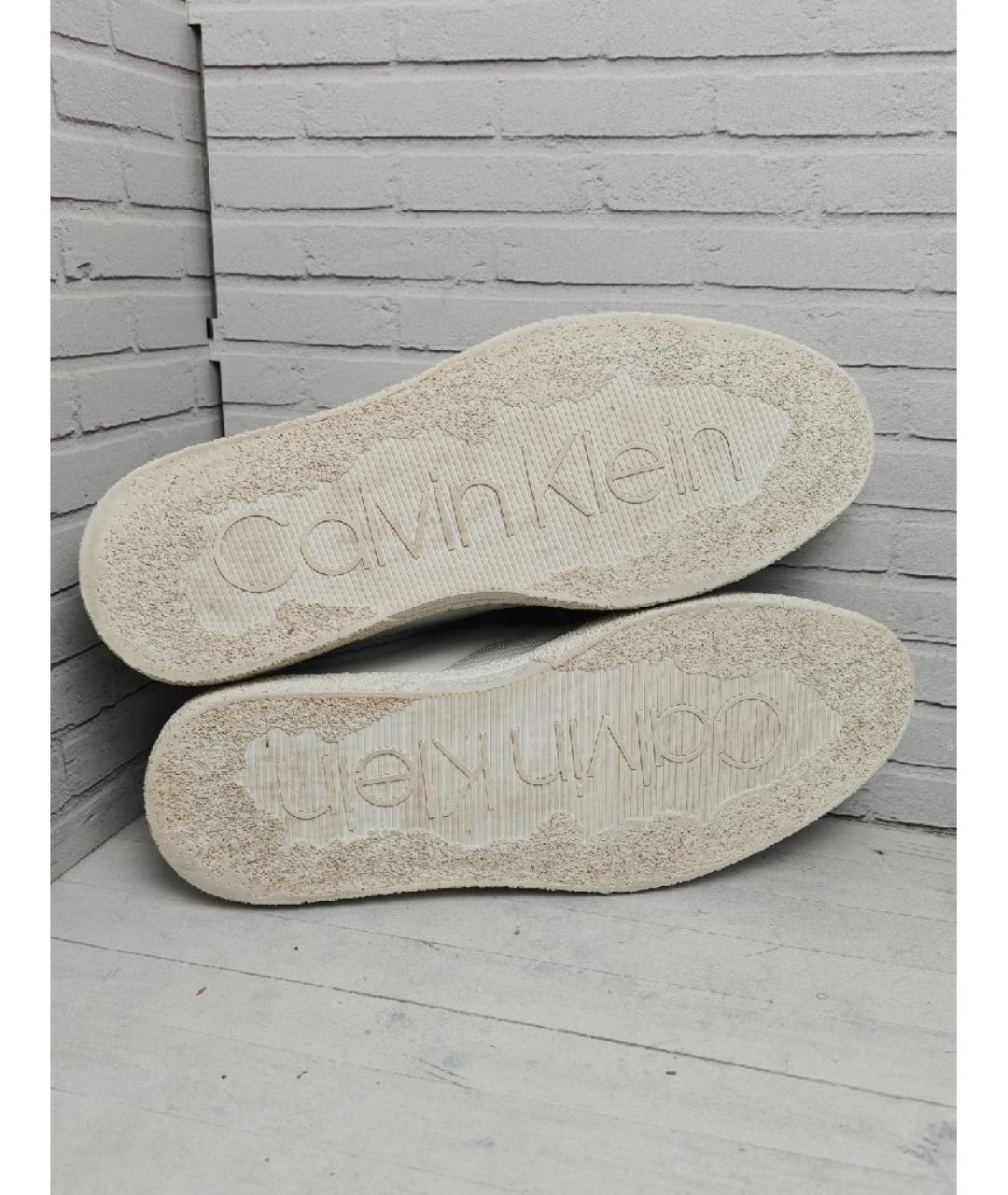 CALVIN KLEIN Белые кожаные низкие кроссовки / кеды, фото 6