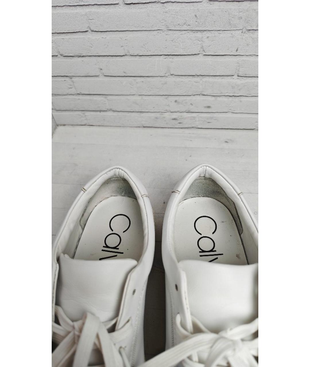 CALVIN KLEIN Белые кожаные низкие кроссовки / кеды, фото 5