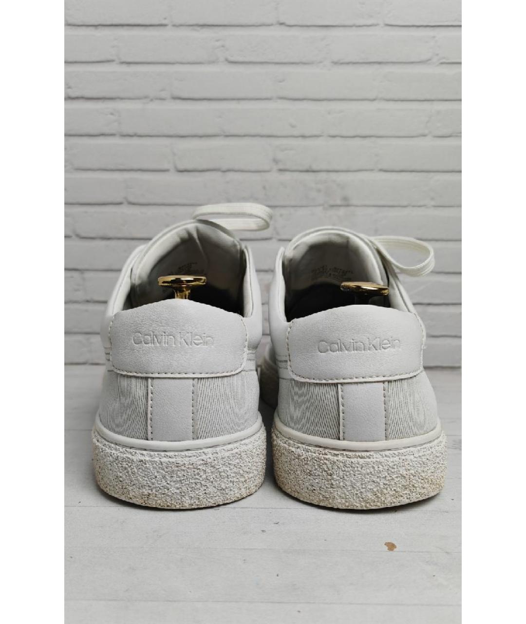 CALVIN KLEIN Белые кожаные низкие кроссовки / кеды, фото 4
