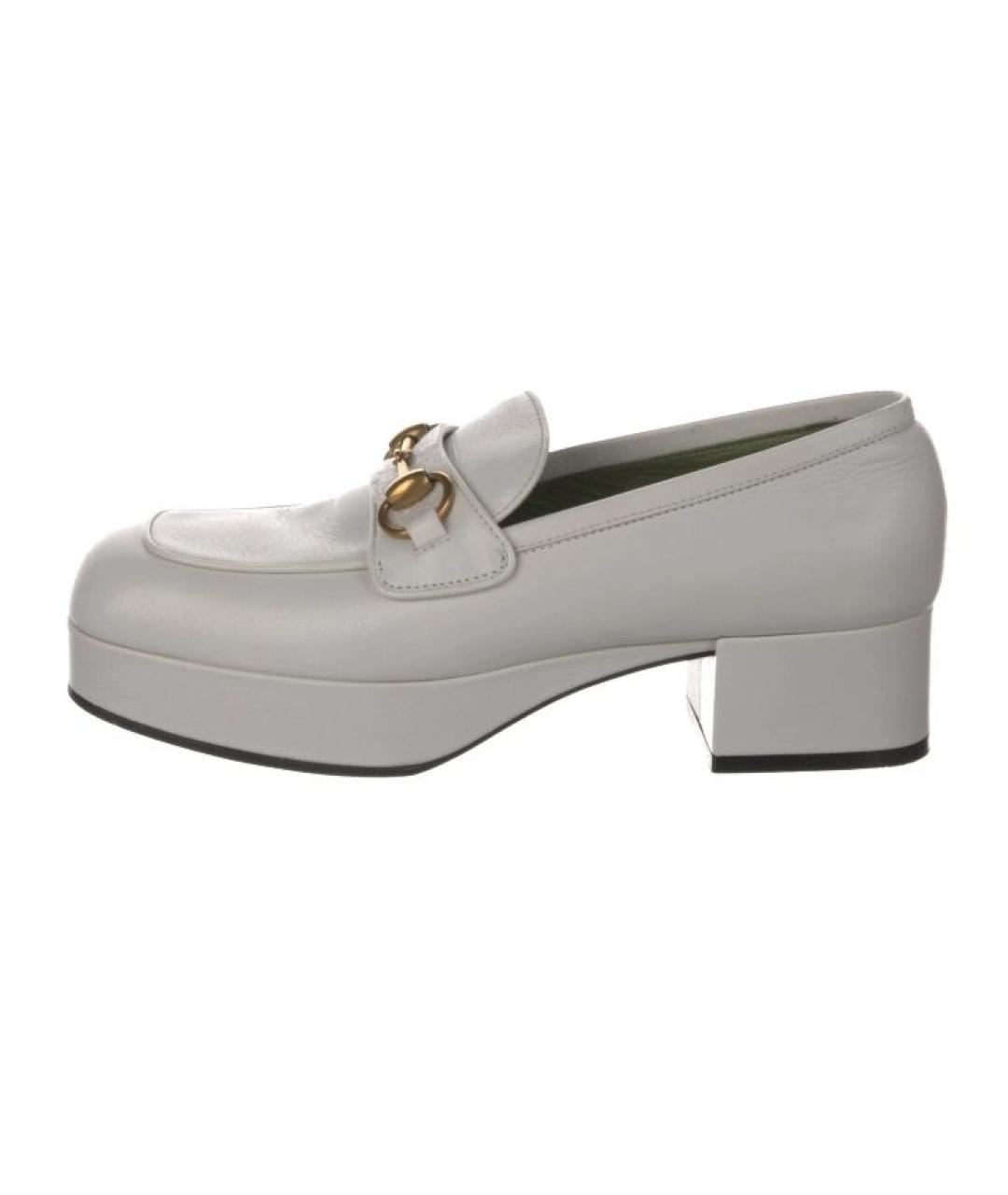GUCCI Белые кожаные лоферы, фото 6