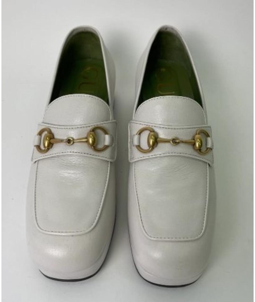 GUCCI Белые кожаные лоферы, фото 2