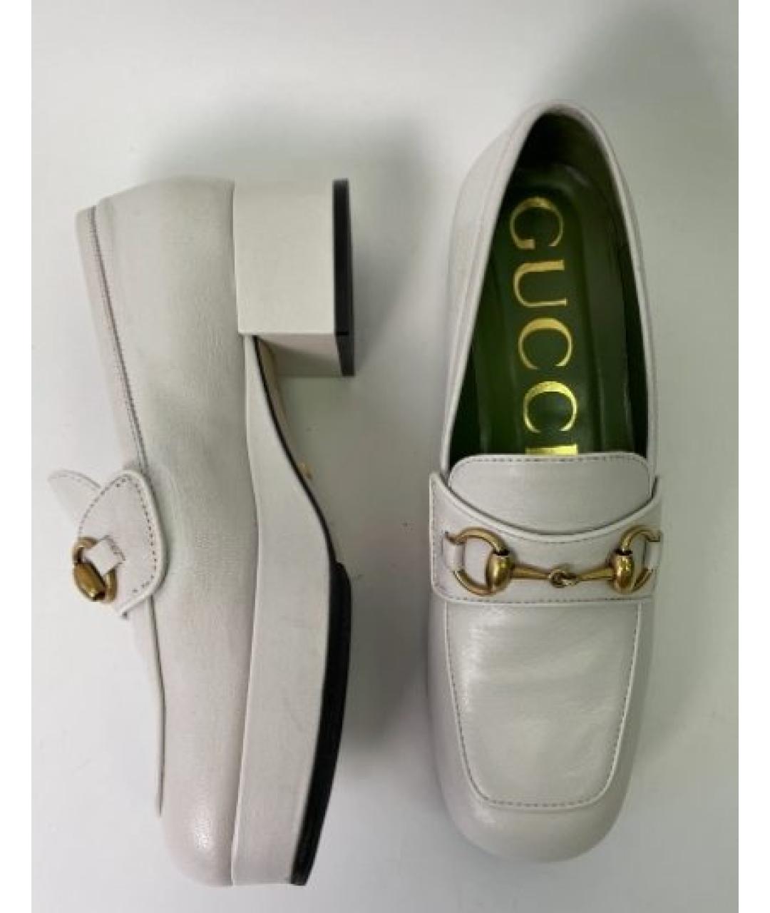 GUCCI Белые кожаные лоферы, фото 3