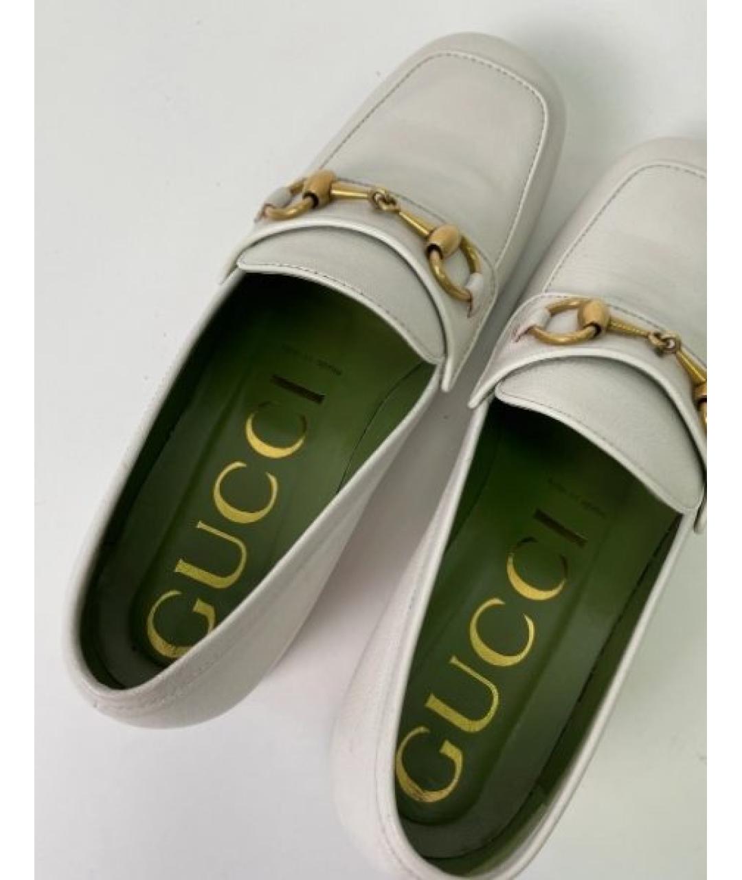 GUCCI Белые кожаные лоферы, фото 4