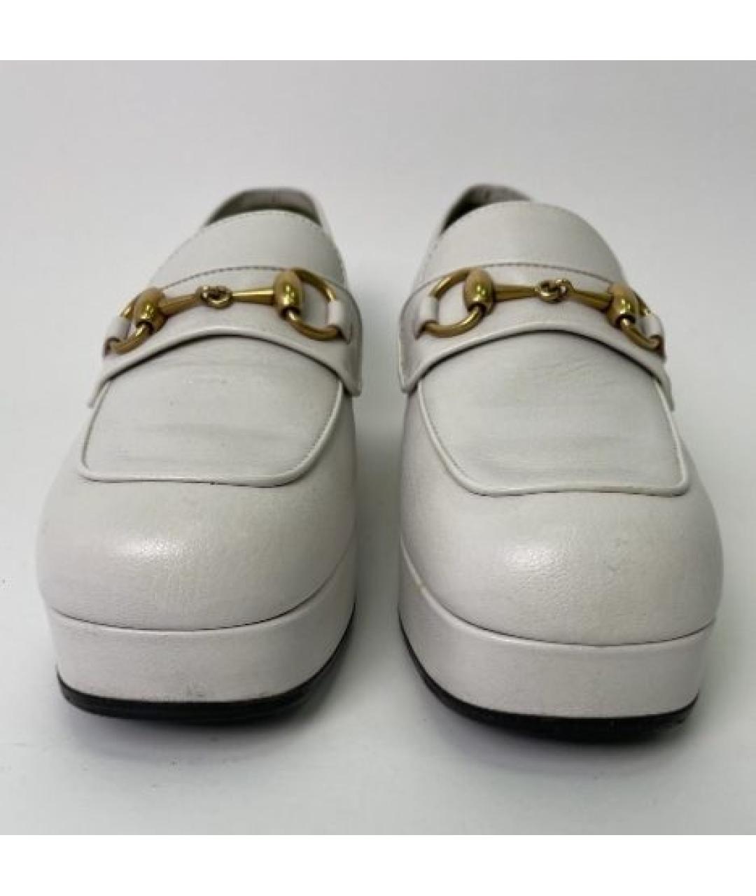GUCCI Белые кожаные лоферы, фото 5