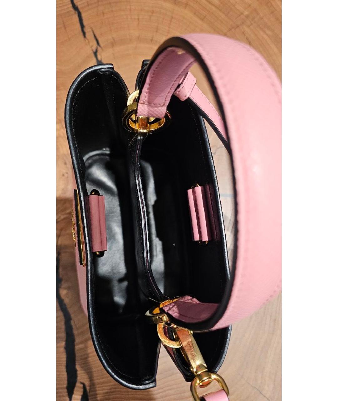 PRADA Розовая кожаная сумка через плечо, фото 3