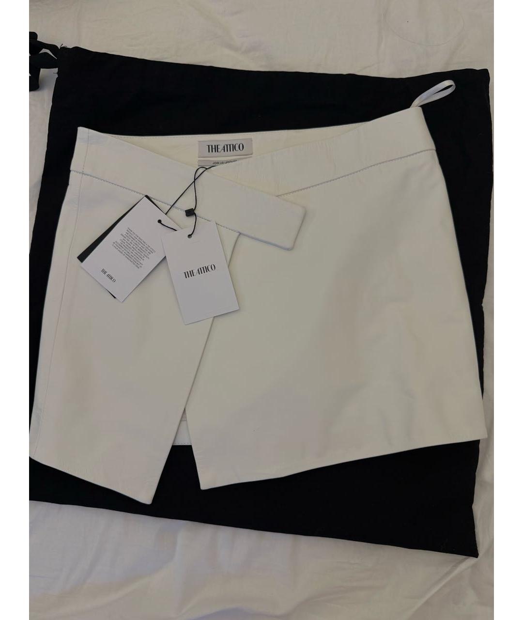 THE ATTICO Белая кожаная юбка мини, фото 5
