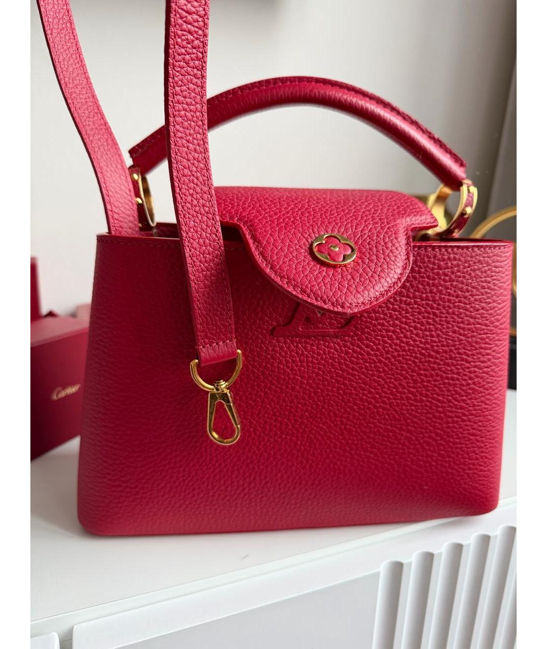 LOUIS VUITTON Красная кожаная сумка с короткими ручками, фото 8