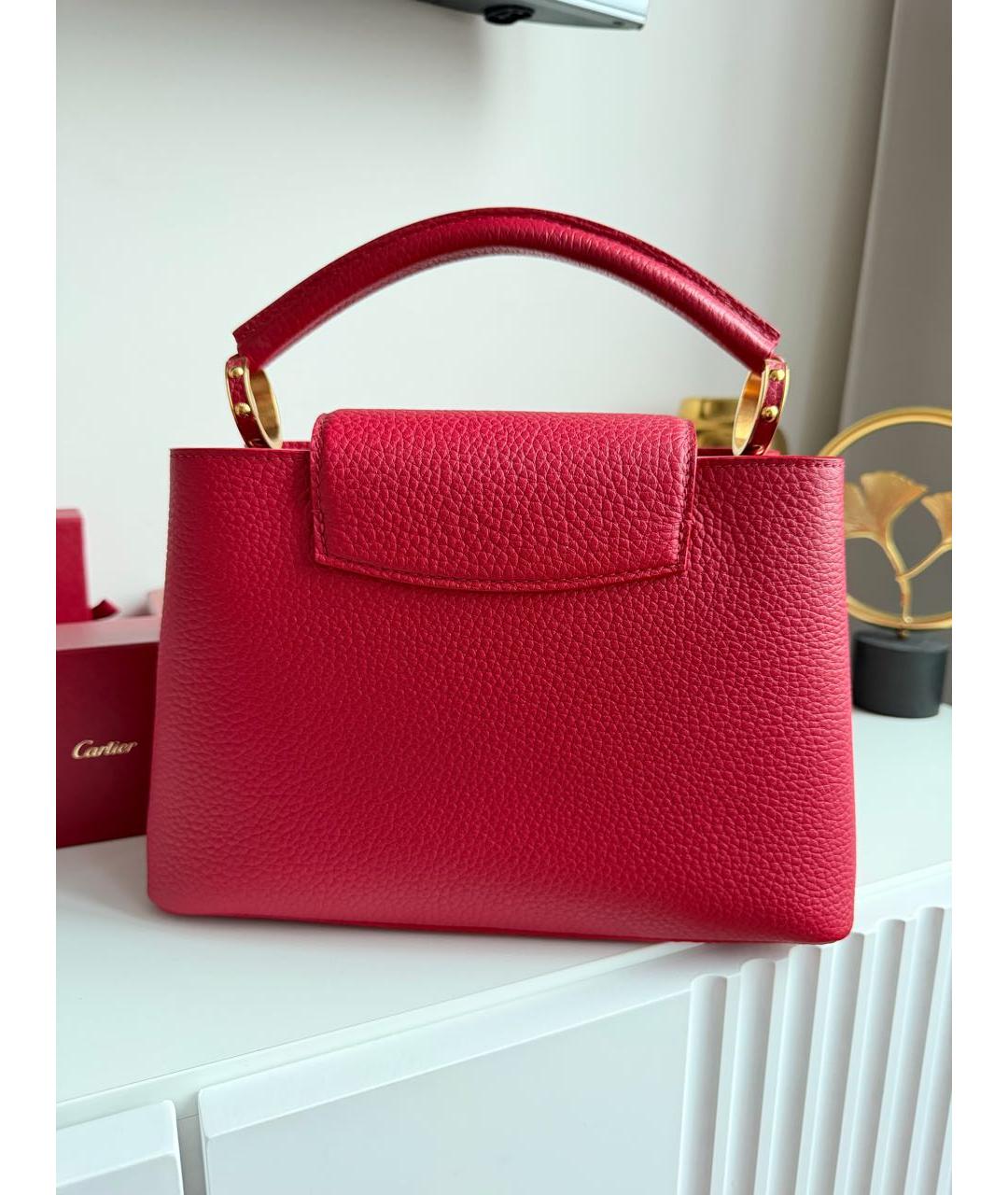 LOUIS VUITTON Красная кожаная сумка с короткими ручками, фото 5