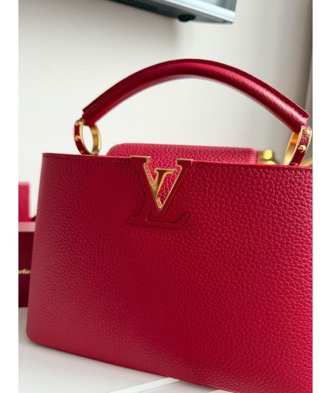 LOUIS VUITTON Красная кожаная сумка с короткими ручками, фото 2