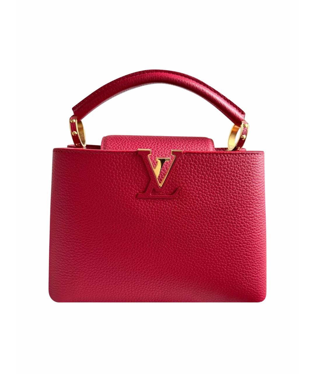 LOUIS VUITTON Красная кожаная сумка с короткими ручками, фото 1