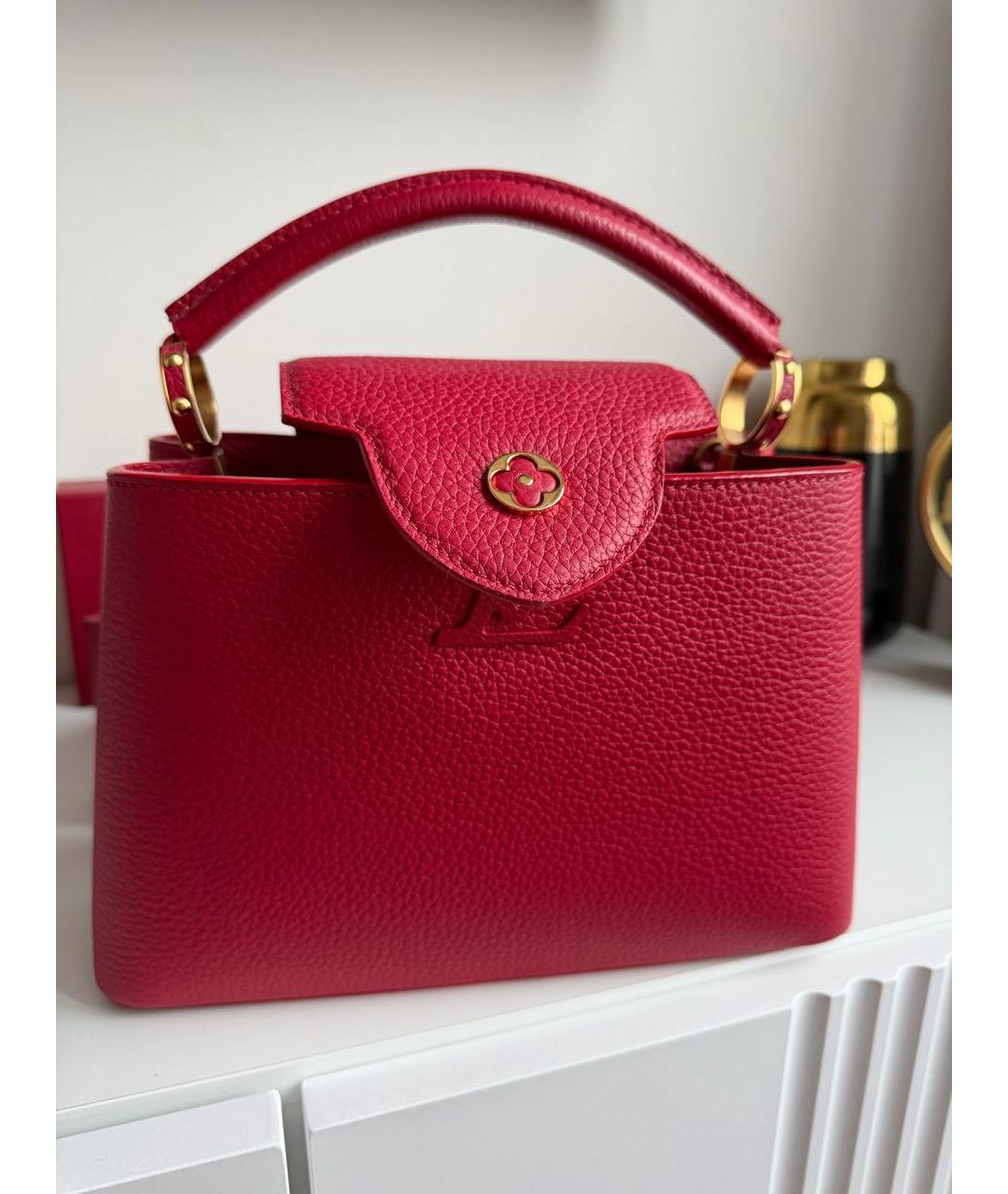 LOUIS VUITTON Красная кожаная сумка с короткими ручками, фото 6