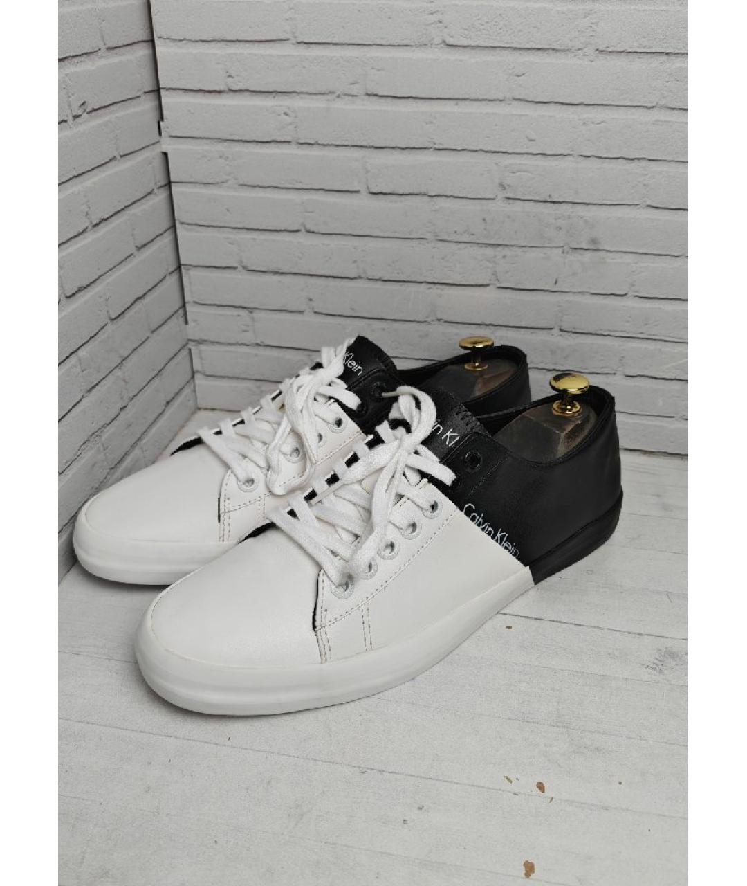 CALVIN KLEIN Черные кожаные низкие кроссовки / кеды, фото 2