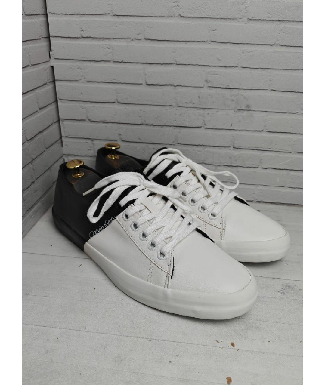 CALVIN KLEIN Черные кожаные низкие кроссовки / кеды, фото 3