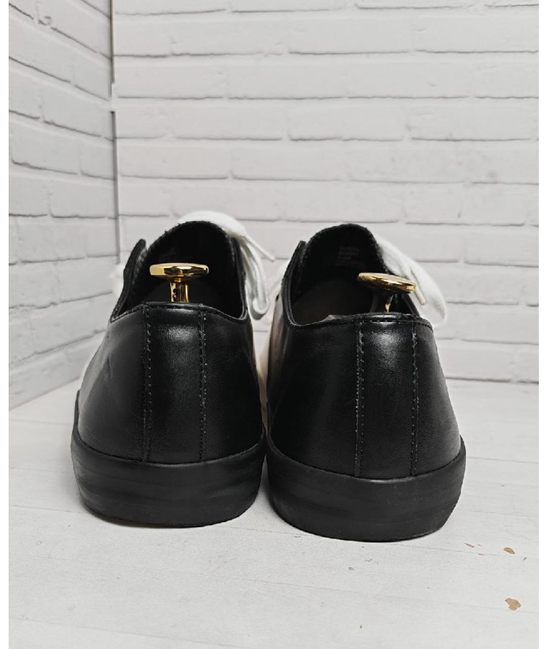 CALVIN KLEIN Черные кожаные низкие кроссовки / кеды, фото 4