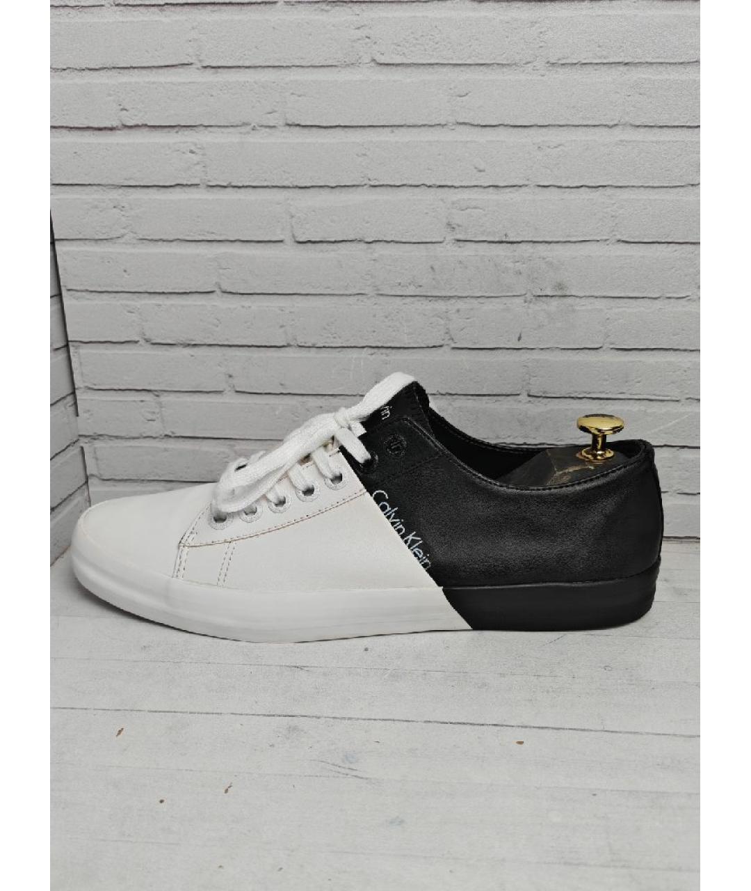 CALVIN KLEIN Черные кожаные низкие кроссовки / кеды, фото 7
