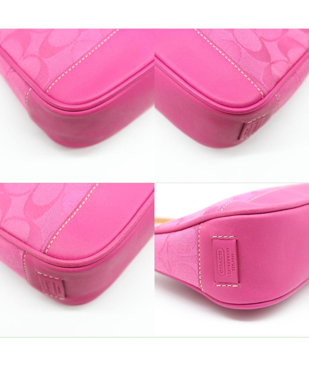 COACH Фуксия жаккардовая сумка с короткими ручками, фото 5