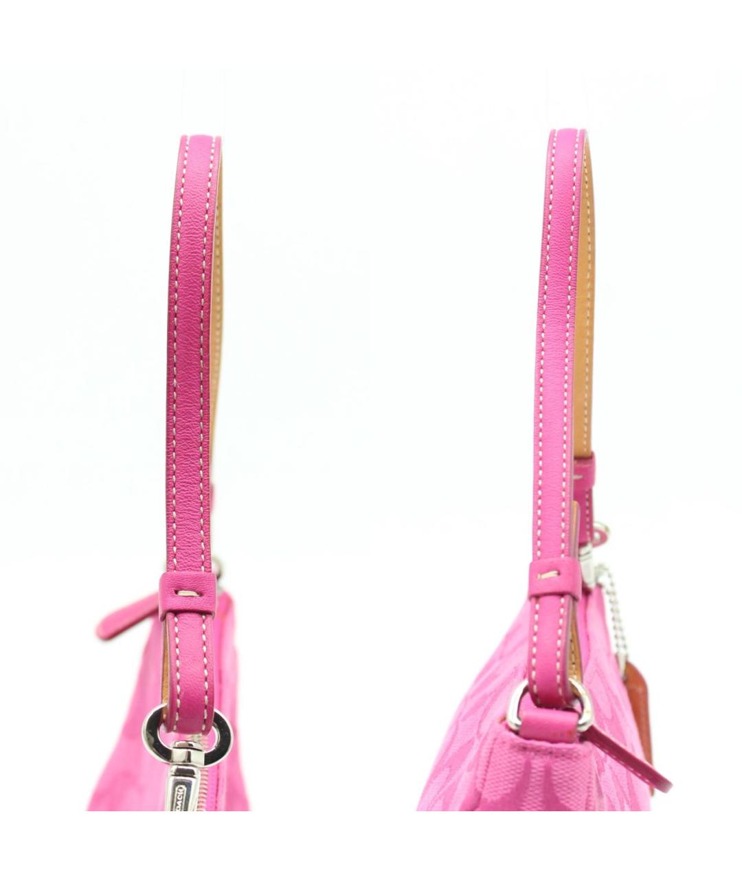 COACH Фуксия жаккардовая сумка с короткими ручками, фото 4