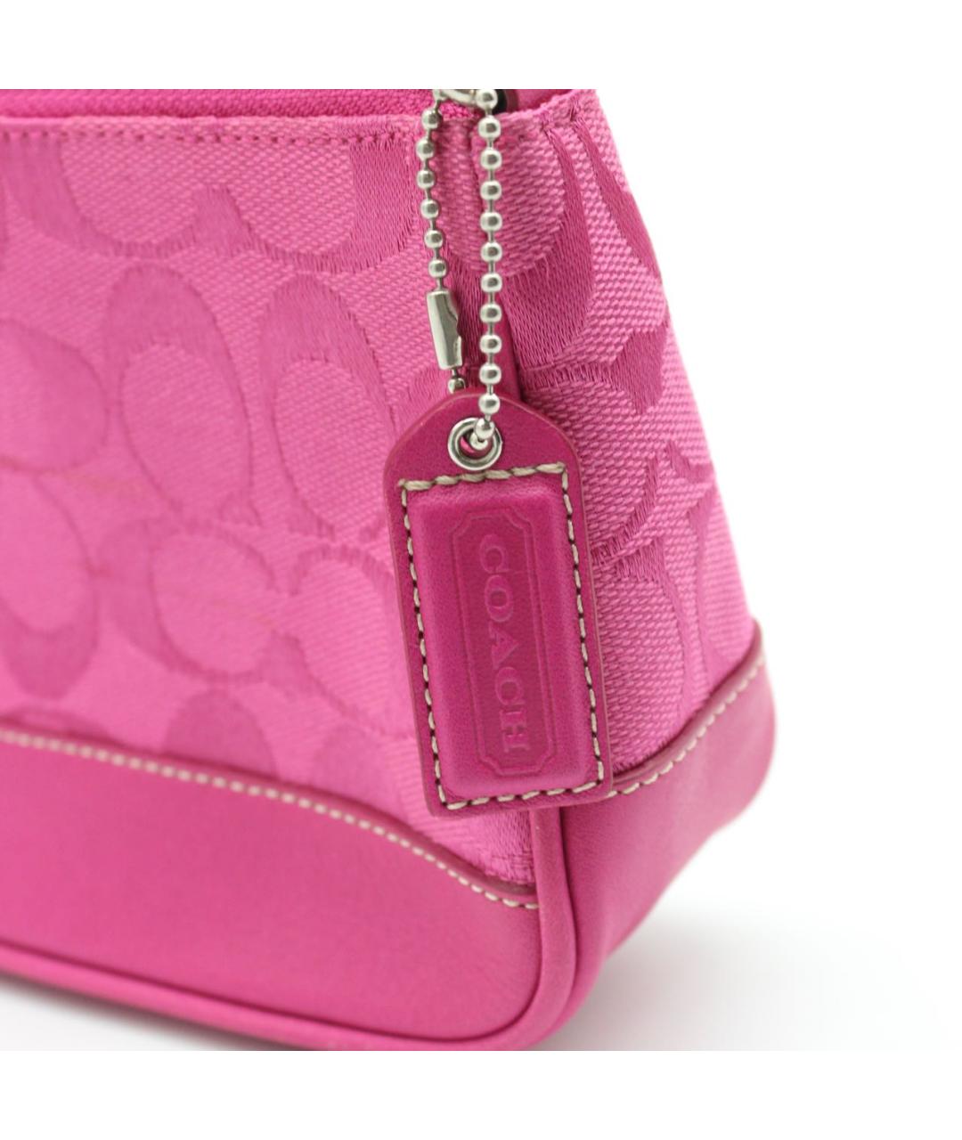 COACH Фуксия жаккардовая сумка с короткими ручками, фото 7