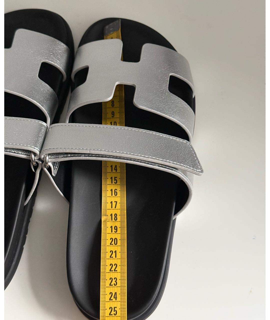 HERMES Серебряные кожаные сандалии, фото 7