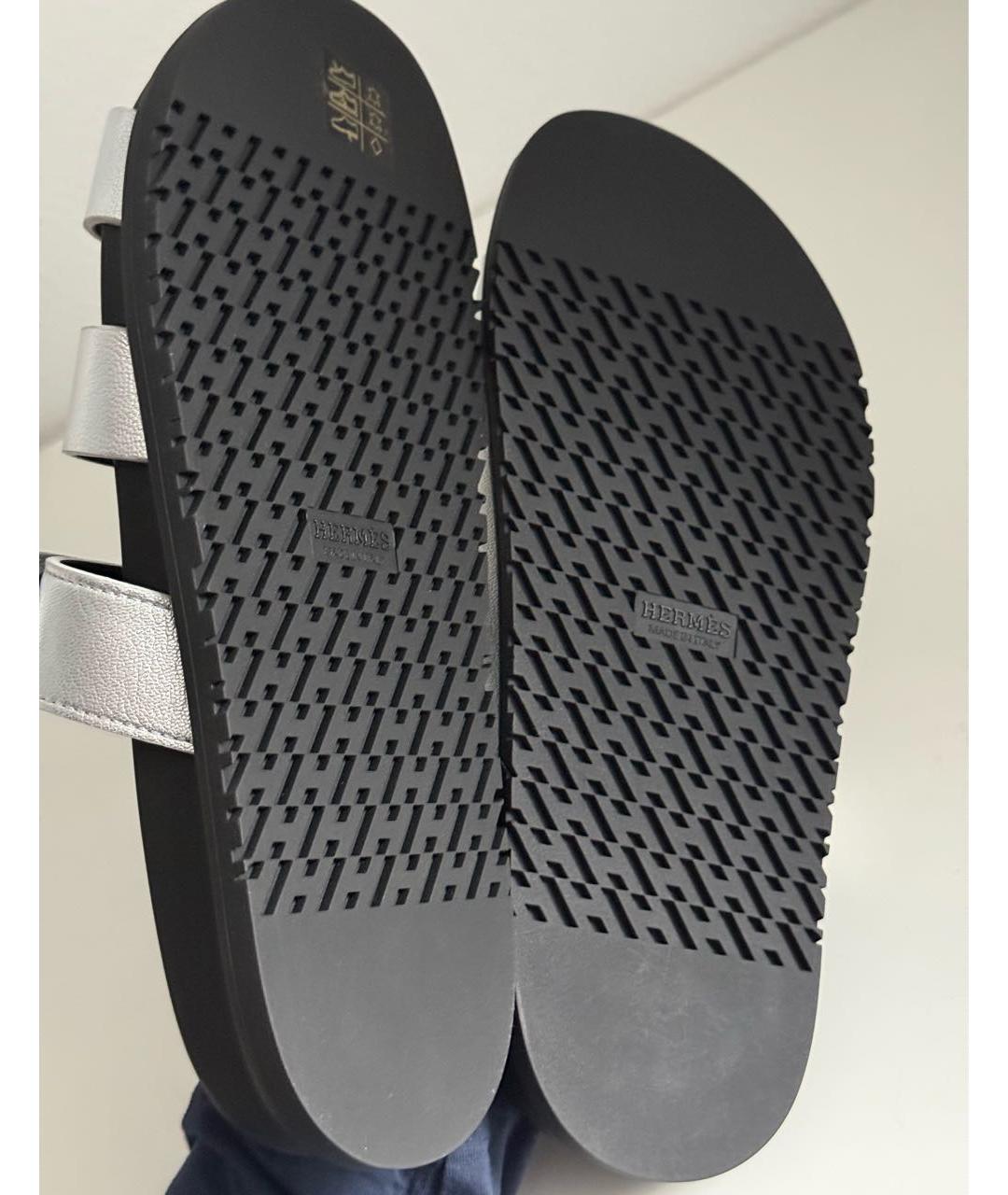 HERMES Серебряные кожаные сандалии, фото 6