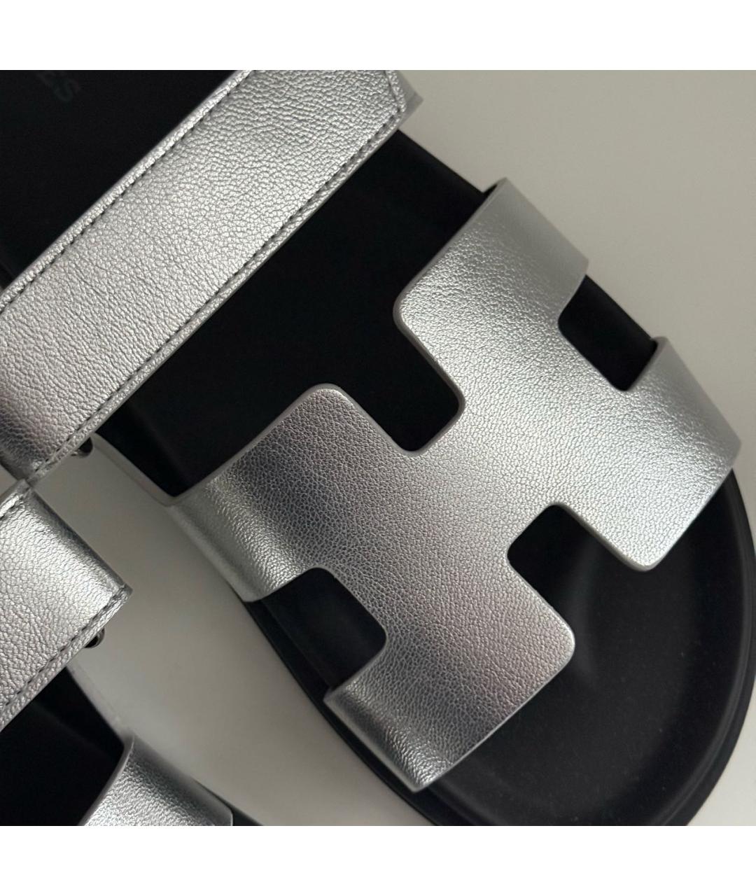 HERMES Серебряные кожаные сандалии, фото 4