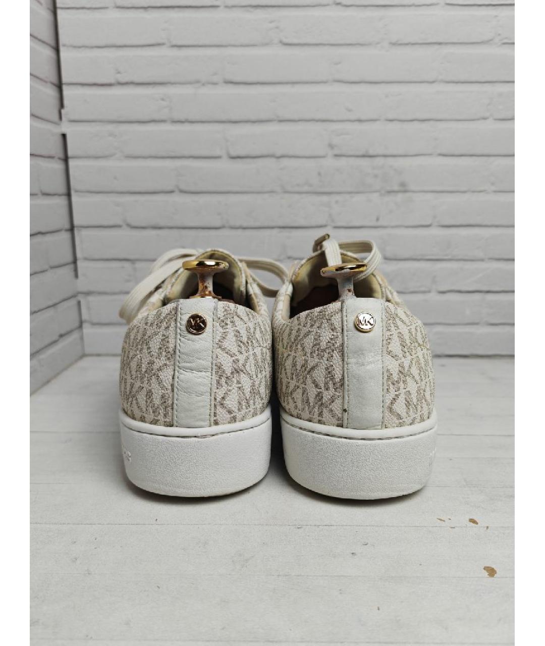 MICHAEL KORS Бежевые кожаные кеды, фото 4