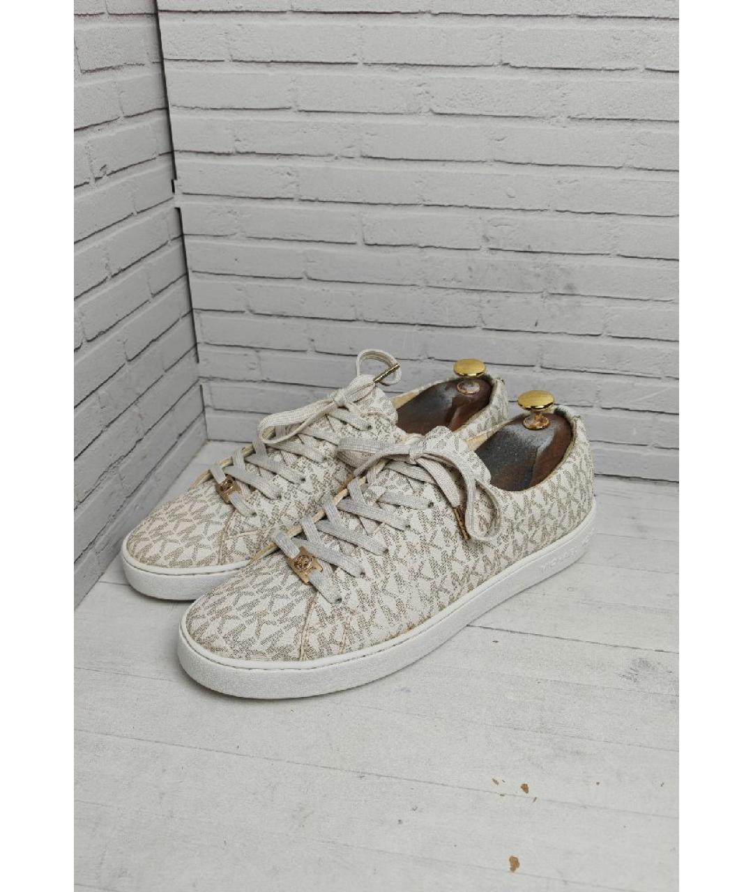 MICHAEL KORS Бежевые кожаные кеды, фото 2