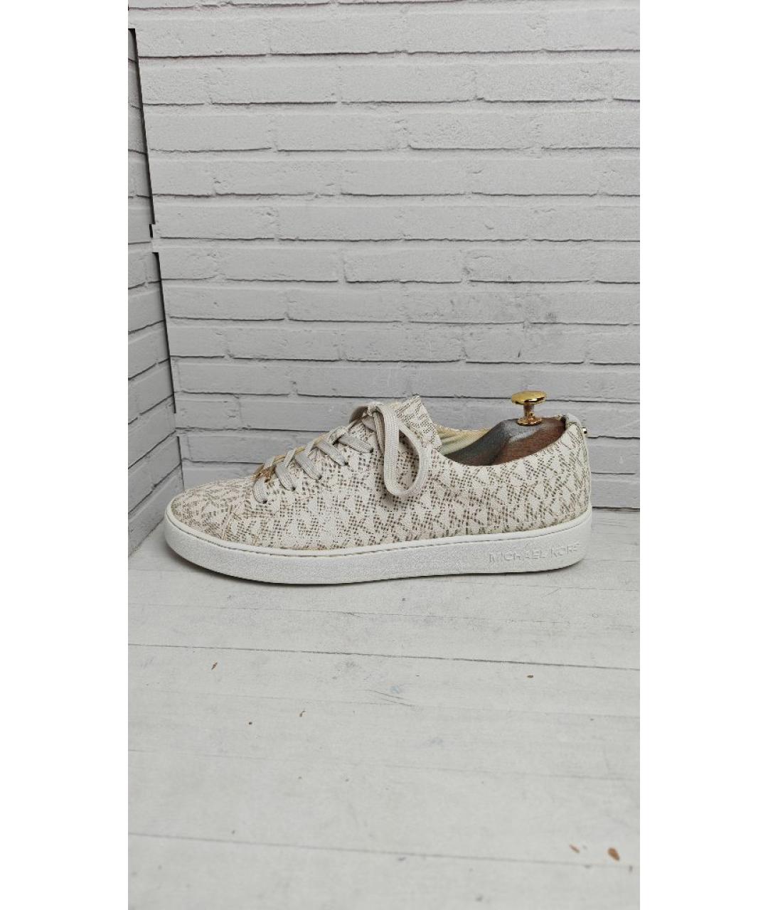MICHAEL KORS Бежевые кожаные кеды, фото 8