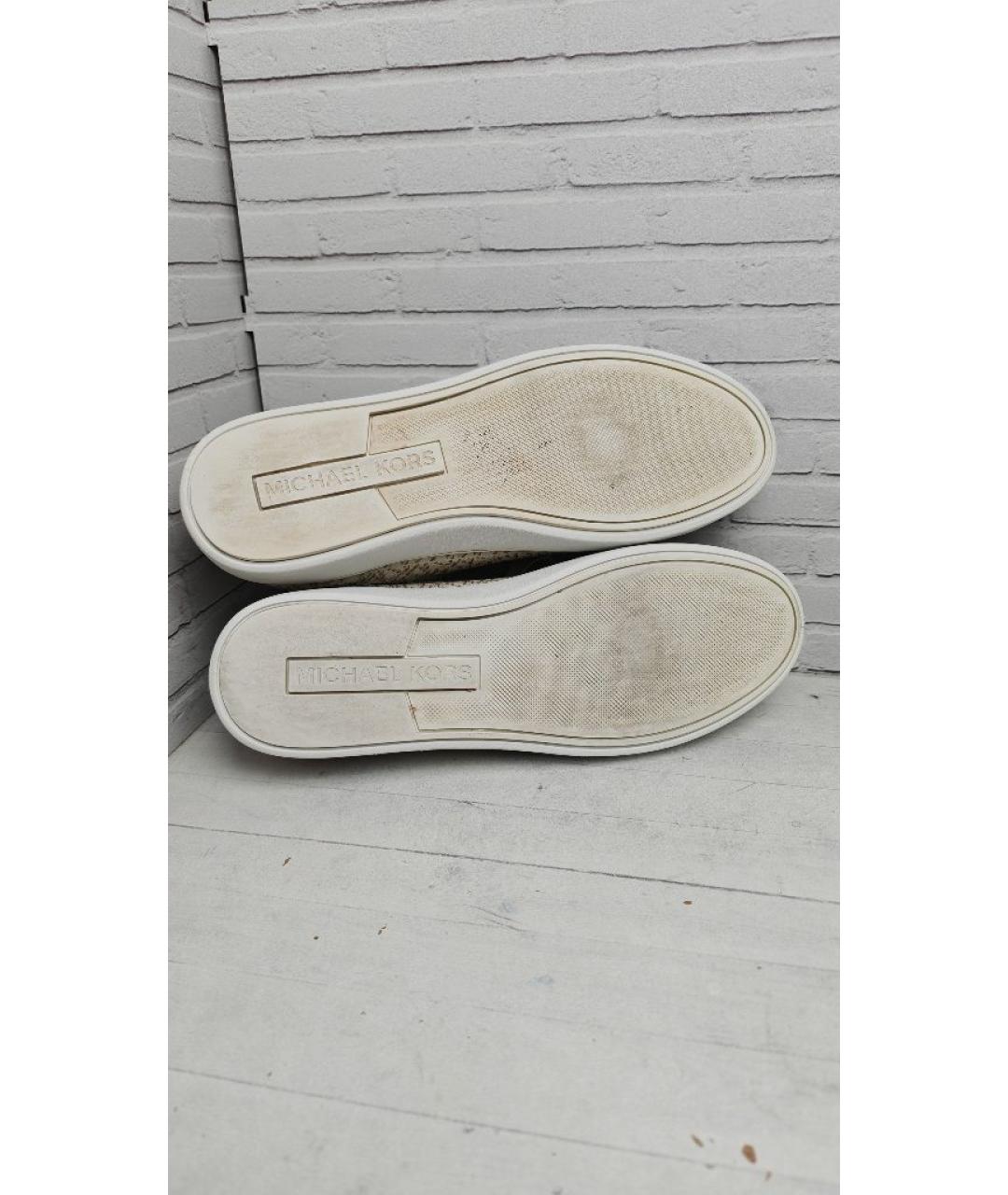 MICHAEL KORS Бежевые кожаные кеды, фото 5