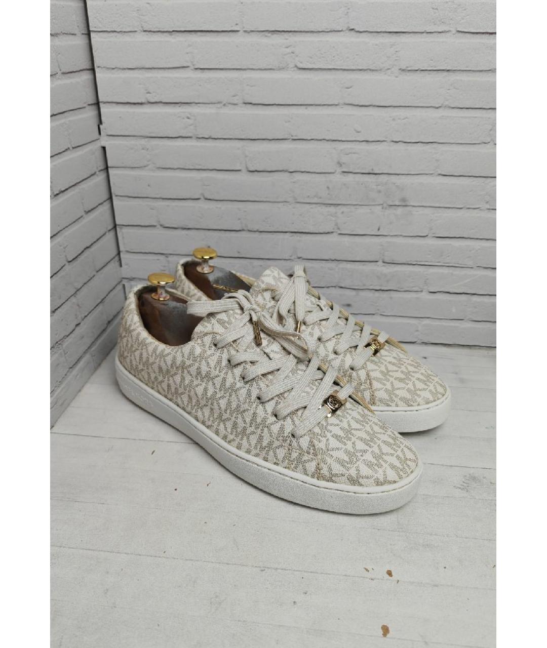 MICHAEL KORS Бежевые кожаные кеды, фото 3