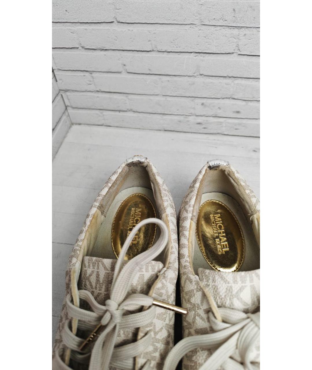 MICHAEL KORS Бежевые кожаные кеды, фото 6