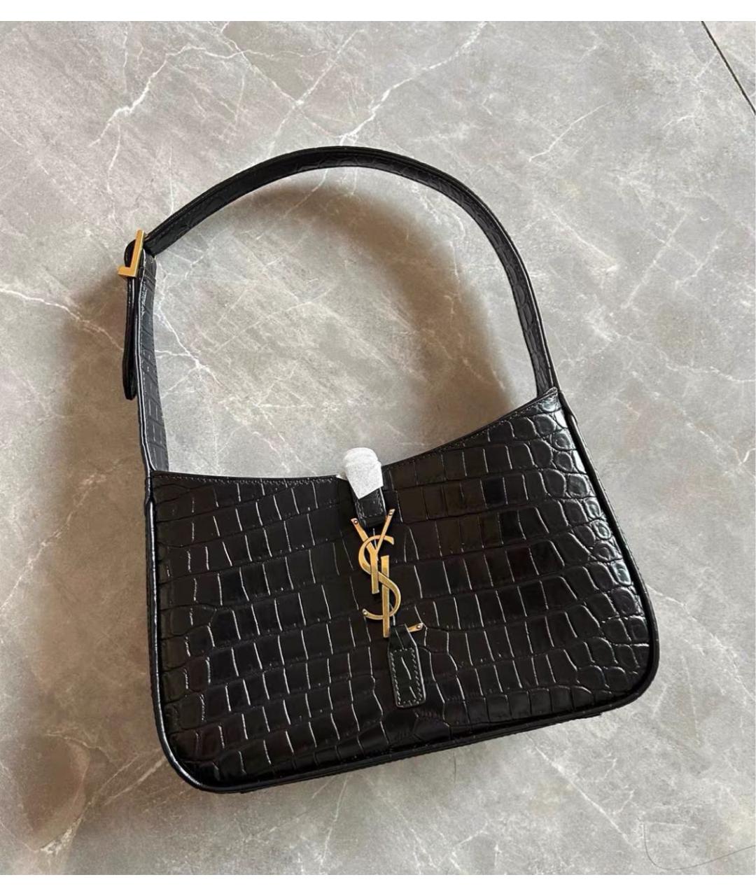 SAINT LAURENT Черная кожаная сумка с короткими ручками, фото 5