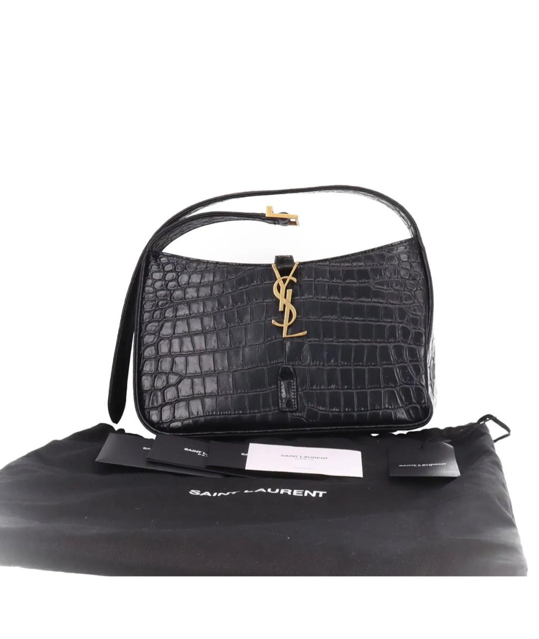 SAINT LAURENT Черная кожаная сумка с короткими ручками, фото 6