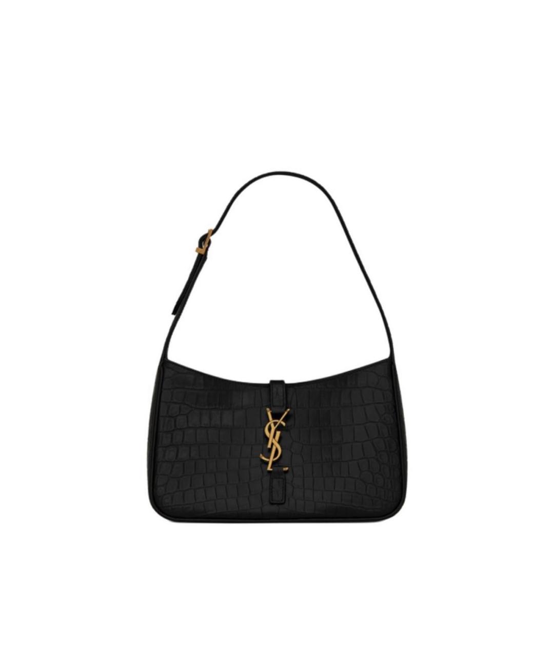 SAINT LAURENT Черная кожаная сумка с короткими ручками, фото 7