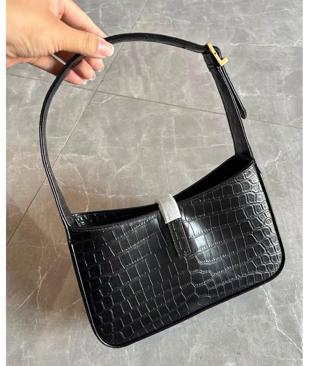 SAINT LAURENT Черная кожаная сумка с короткими ручками, фото 3